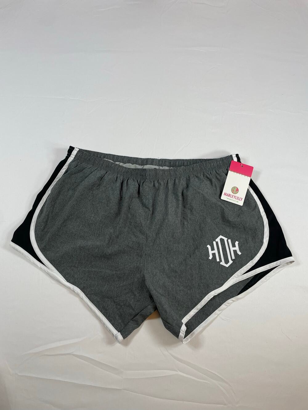 Marleylilly Athletic Running Shorts Monogram Heather Gray Black 2XL NWT